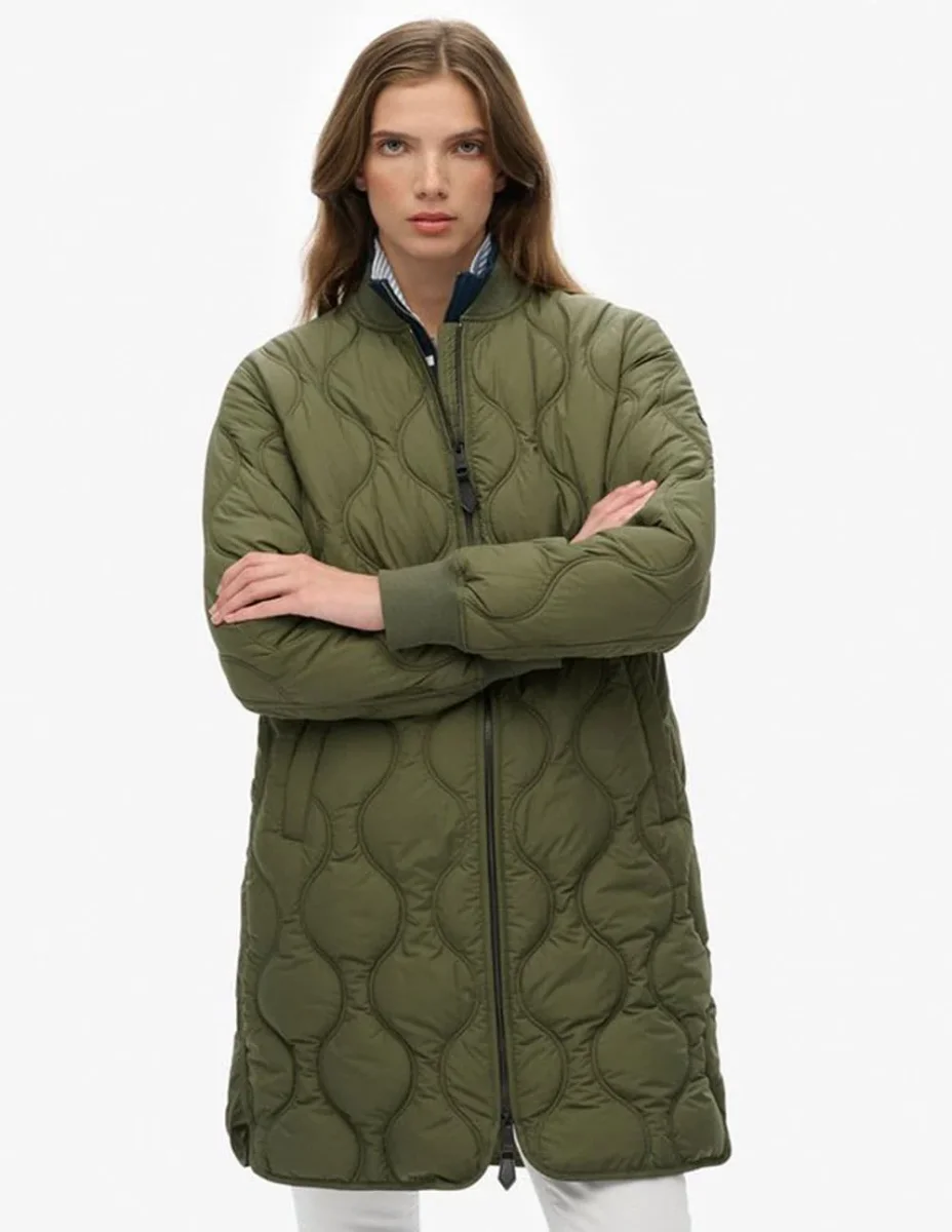 Chaqueta Larga Syperdry con Forro Acolchada Verde Mujer