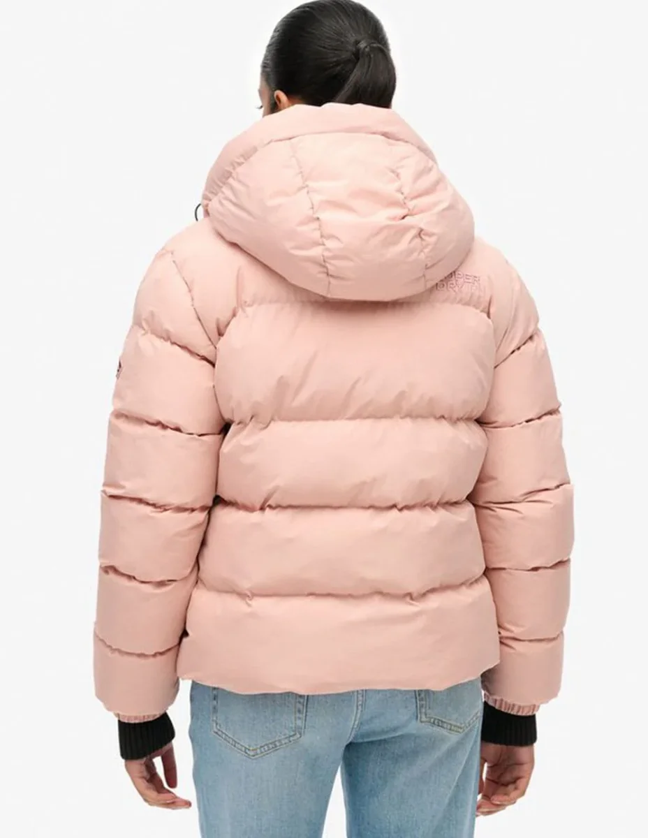Chaqueta Acolchada Superdry con Capucha Rosa Mujer - Imagen 6