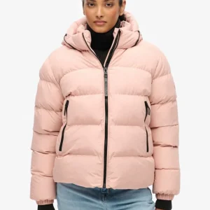 Chaqueta Acolchada Superdry con Capucha Rosa Mujer
