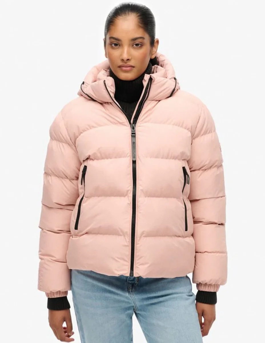 Chaqueta Acolchada Superdry con Capucha Rosa Mujer - Imagen 2