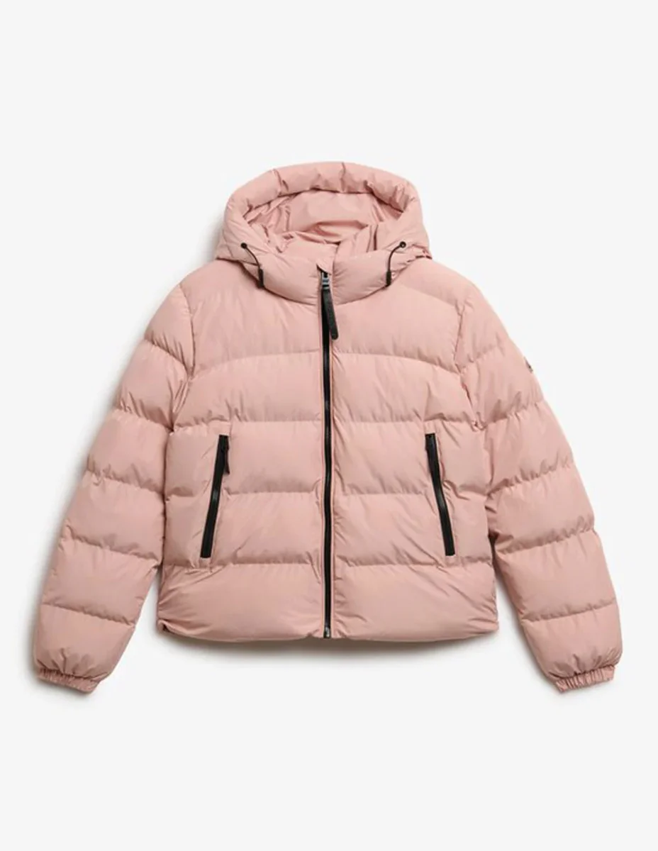 Chaqueta Acolchada Superdry con Capucha Rosa Mujer - Imagen 8