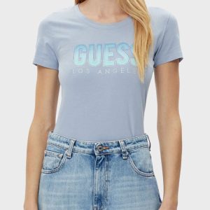 Camiseta GUESS con Logo Degradado Azul Mujer