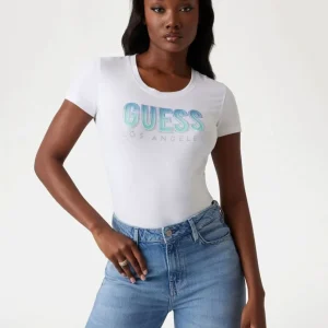 Camiseta GUESS con Logo Degradado Blanca Mujer