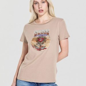Camiseta GUESS Eco Desert Flower Marrón Mujer