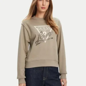 Sudadera GUESS Studded Love Marrón Mujer