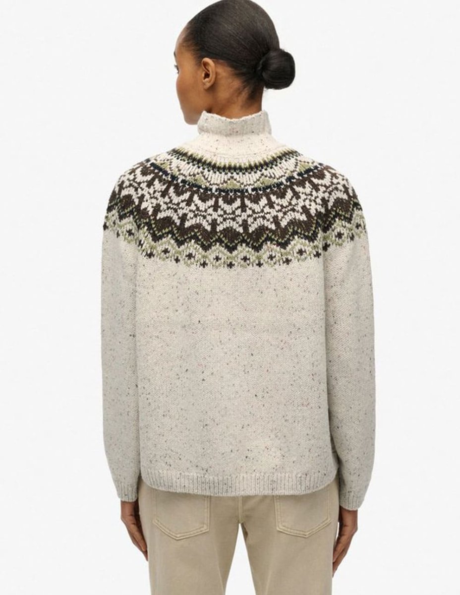 Jersey Superdry Fairisle Beige Mujer - Imagen 3