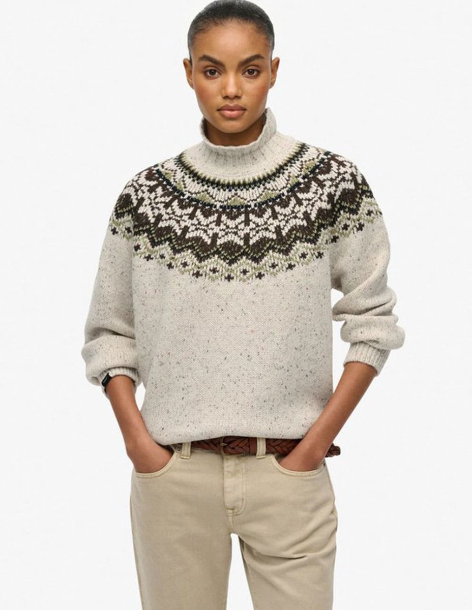Jersey Superdry Fairisle Beige Mujer