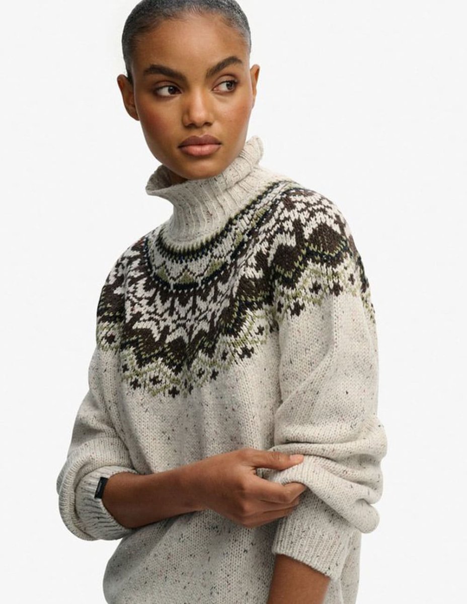 Jersey Superdry Fairisle Beige Mujer - Imagen 5