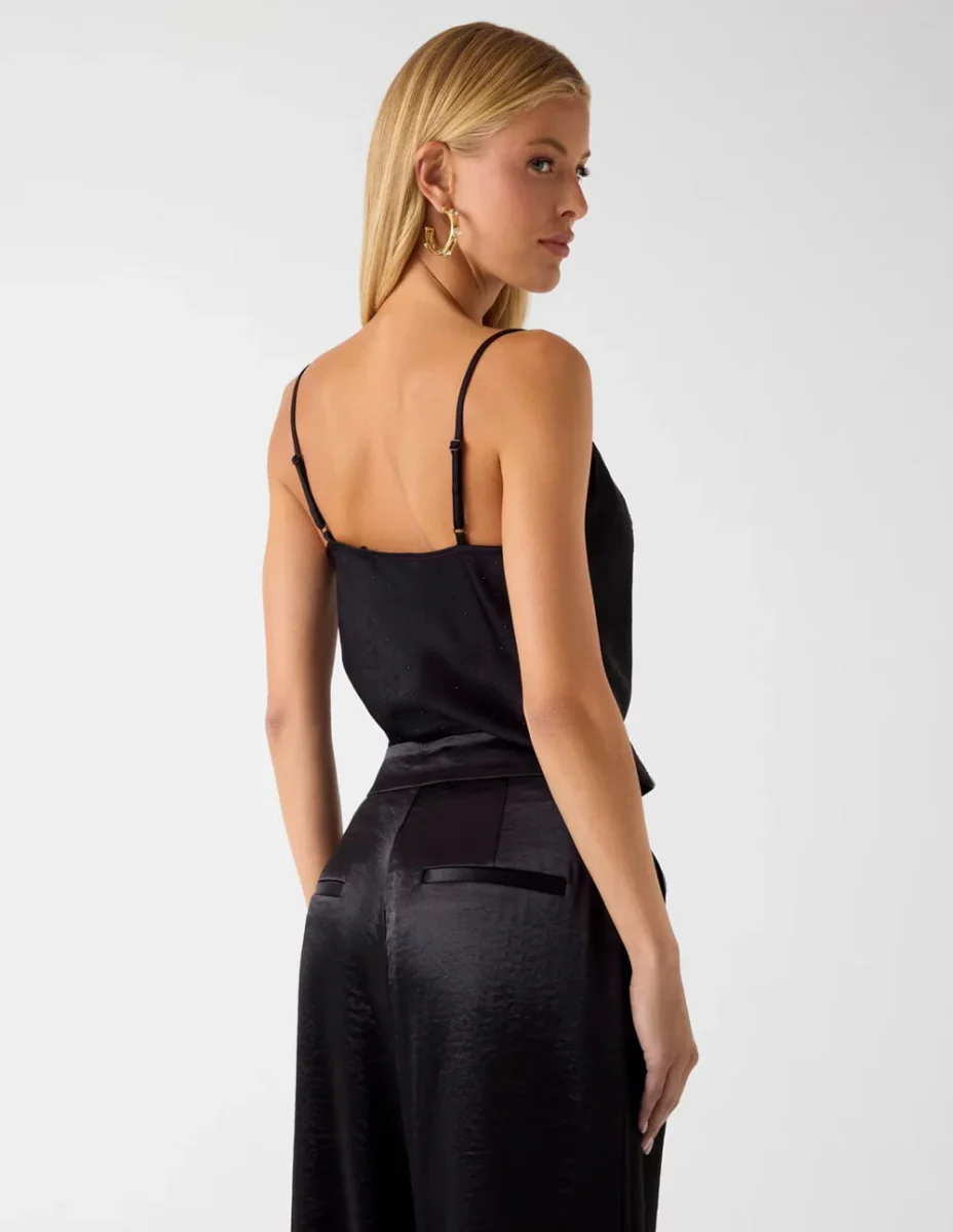 Top GUESS de Satén Negro Mujer - Imagen 3