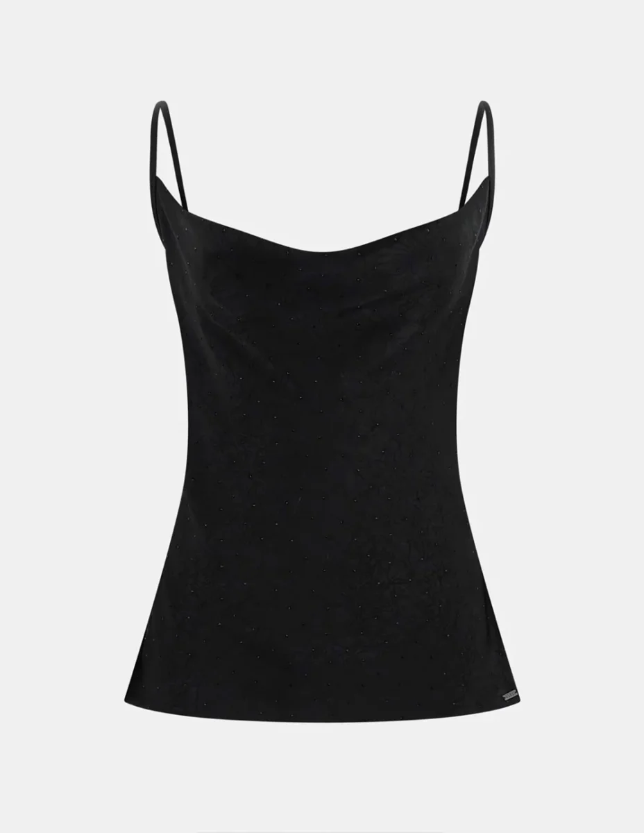 Top GUESS de Satén Negro Mujer - Imagen 5