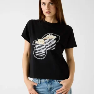 Camiseta GUESS con Estampado Negra Mujer