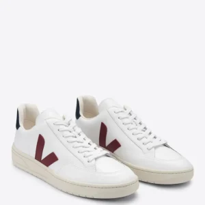 Veja V-12 Leather Blancas y Granates Unisex